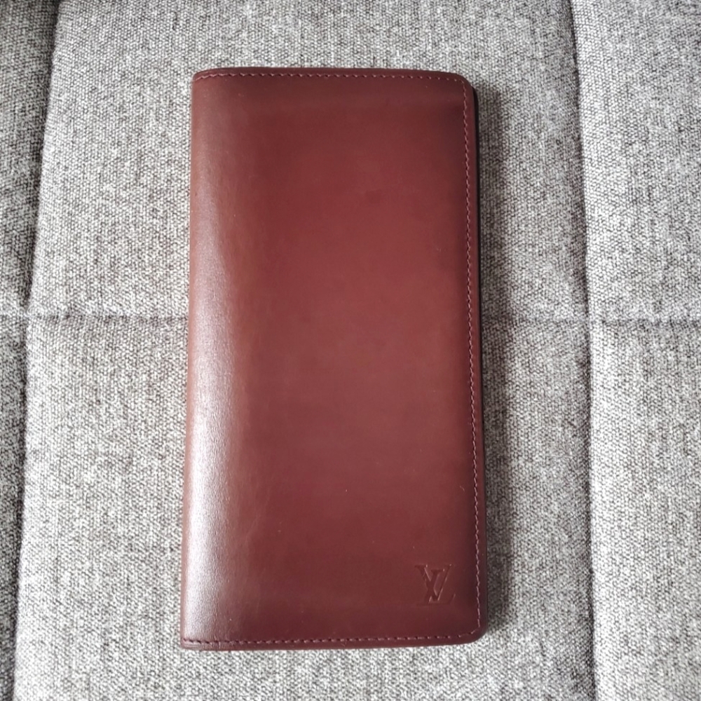 Authentic Louis Vuitton Brazza Portefeuille Brown Leather Bifold Long Wallet